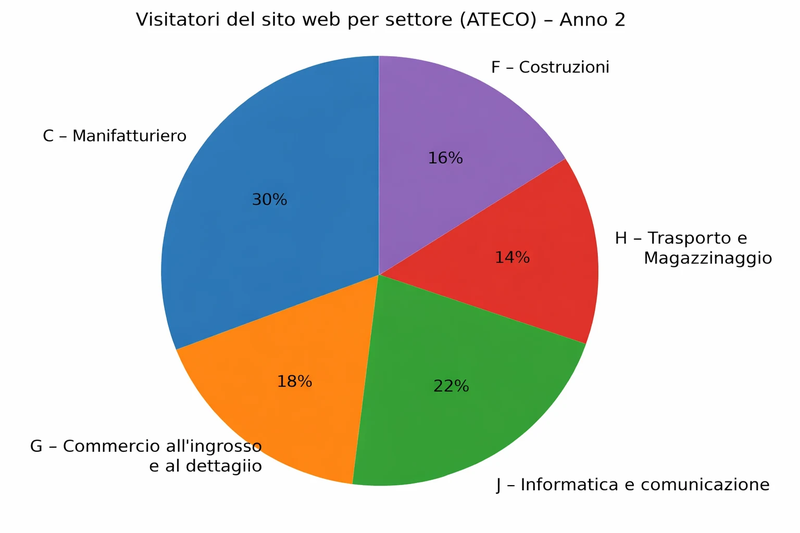 Visitatori del sito web per settore (ATECO) – Anno 2